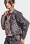 Women's Stonewashed Dark Denim Color 4W5-143 Double Piece Fabric Front Buttoned Special Design Denim Jacket - 3