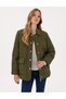 Khaki Velvet Collar Quilted Comfort Fit Coat 50314035-Vr027