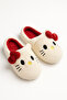 Hello Figured Ribbon Detailed Fluffy Animal Figured Slippers Women's Home Slippers - 6