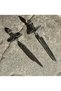 Engraved Sword Black Zircon Stone Design Nail Model 316L Stainless&Non-Tarnish Steel Earrings Pair - 3