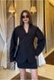 Lightweight Shoulder Pad Piece Waist-Tapering Reverse Stitch Appearance Internal Sealing Blazer Jacket Blouse High Waist Skirt Suit - 5