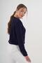 Buttoned Lace-Like Knit Model Pocketed Navy Blue Knitwear Cardigan - 5