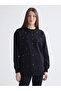 Lcw Comfort Black Crew Neck Stone Women's Sweatshirt