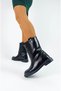 Black Color Zipperless Thick Flat Sole Pull-On Women's Boots - 2