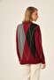 Women's Comfortable Cut Diamond Patterned Sweater Claret Red 25094 - 3