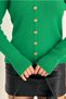 Women's Green Standard Size Gold Buttoned Soft Texture Knitwear Cardigan - 3