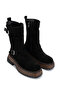 Women's Genuine Leather Black Suede Casual Boots - 2