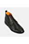 Women's Black Leather Boots with Orange Lining Detail - 6