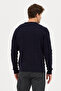 Vaclav Men's Navy Blue Braided Cotton Crew Neck Sweater - 7