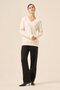 Women's Pearl Detailed Diamond Patterned V-Neck Sweater Ecru 25057 - 3