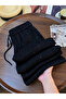Shiny Stone Detail Black Baggy Sweatpants