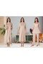 Women's Mink Lace Detailed Design Full Length Maternity Dressing Gown Nightgown Pajama Set 4-Piece Set