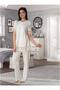 Women's Ecru Special Design Lace Short Sleeve Maternity Pajama Set