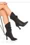 Wrinkled-Looking Pointed-Toe Heeled Women's Boots - 2
