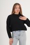 Thessaloniki Knitted Crew Neck Black Short Knitwear Sweater