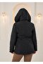 Plus Size Quilted Stitched Hooded Coat - 5