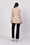 Women's Beige Classic Look Single Button Blazer Jacket Stylish Daily Comfortable 8614 - 3