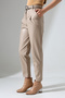 Women's High Waist Masculine Classic Leather Pants with Belt Inside Suede Winter - 2