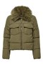 Onlmaggi Fur Puffer Women's Inflatable Coat – Furry Hood, Zipper Closure, Winter Jacket