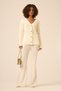 Women's Braided V-Neck Knitwear Cardigan Ecru 25168 - 3