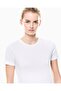 Women's Short Sleeve Crew Neck Cotton Plain Model White T-Shirt - 2
