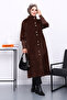 Brown Buttoned Angora Coat