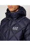 Men's Quilted Hooded Water-Repellent and Breathable Fabric Duck down Filled Blue Coat - 4