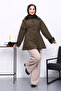 Khaki Leather Detailed Belted Trench Coat - 2