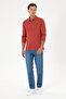 Men's Regular Fit Polo Collar Dusty Rose Basic Sweatshirt 50307757-Vr026 - 4