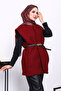 Burgundy Boucle Lined Vest - 3
