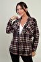 Women's Hooded Plaid Patterned Metal Button Pocket Shirt - 3