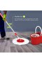 Spin Mop and Bucket Set, 360° Spinning Bucket, Stainless Steel Handle, Red