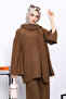 Corded Fabric Sets with Brown Scarf Tunic and Trousers - 2