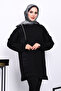 Black Mock Neck Tulle Embroidered Tunic