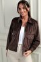 Women's Suede Coat with Pockets and Front Zipper - 2