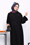 Black Front Stitched Oversized Textured Long Elise - 4