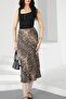 Snake Pattern Viscose Satin Midi Length Skirt