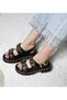 Women's Simya Black Double Strap Capsule Detailed Thick Sole Orthopedic Sandals Black - 3
