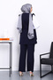 Navy Blue Shirt Vest Pants Three Piece Set - 4