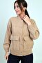 Elastic Waist Pocketed Melton Bomber Jacket - 2