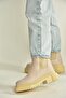 V652649009 Beige Rubber Detailed Thick Soled Women's Boots - 3