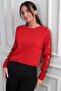 Women's Sleeve Stripe Low-Cut Knitwear Blouse - 2