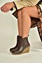 V361196809 Brown Wedge Heeled Women's Boots - 3