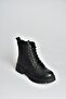 V555700703 Black Genuine Leather Lace-Up Women's Boots - 5