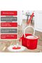 Spin Bucket Mop 360° Rotating Magic Spin Mop Set with Adjustable Pole - Red, Plastic - 2