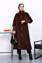 Brown Buttoned Angora Coat - 2