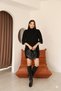 Black Thessaloniki Fabric High-Necked Wide-Cut Above-Knee Dress |   Sleeveless Relaxed Fit Mini Dress |   Casual Stylish Textured Knit Dress - 5