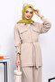 Modal Suit with Stone Pocket and Waist Belt - 3