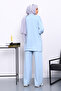 Baby Blue Side Pocket Shoulder Piece Bottom piped Modal Set - 4