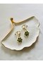 Green Stone Flower Model Adjustable 3-Hole Women's Earrings - Gold Color Elegant Flower Earrings Women's Jewelry - 4